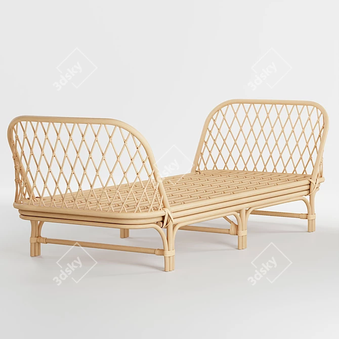 Boho-Chic Rattan Daybed 3D model image 3