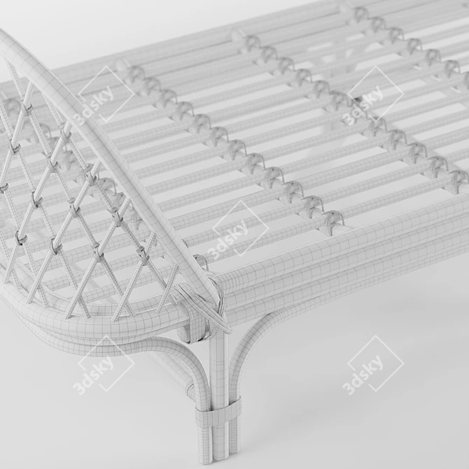 Boho-Chic Rattan Daybed 3D model image 6