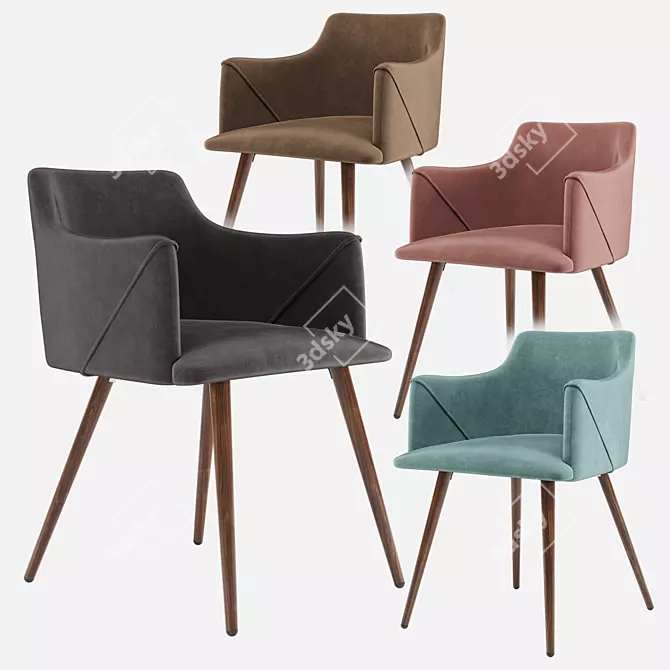 Monarch Velvet Metal Chair: Stylish & Comfortable 3D model image 1