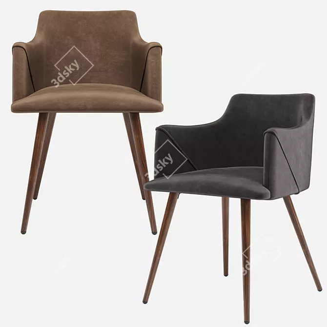 Monarch Velvet Metal Chair: Stylish & Comfortable 3D model image 2
