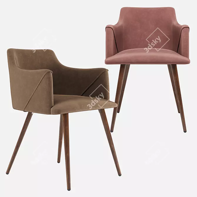 Monarch Velvet Metal Chair: Stylish & Comfortable 3D model image 3