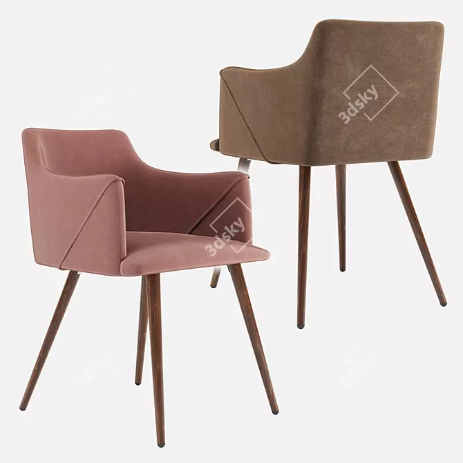 Monarch Velvet Metal Chair: Stylish & Comfortable 3D model image 4