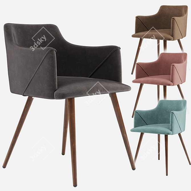 Monarch Velvet Metal Chair: Stylish & Comfortable 3D model image 8