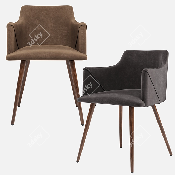 Monarch Velvet Metal Chair: Stylish & Comfortable 3D model image 11