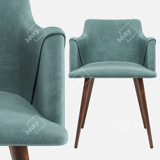 Monarch Velvet Metal Chair: Stylish & Comfortable 3D model image 14