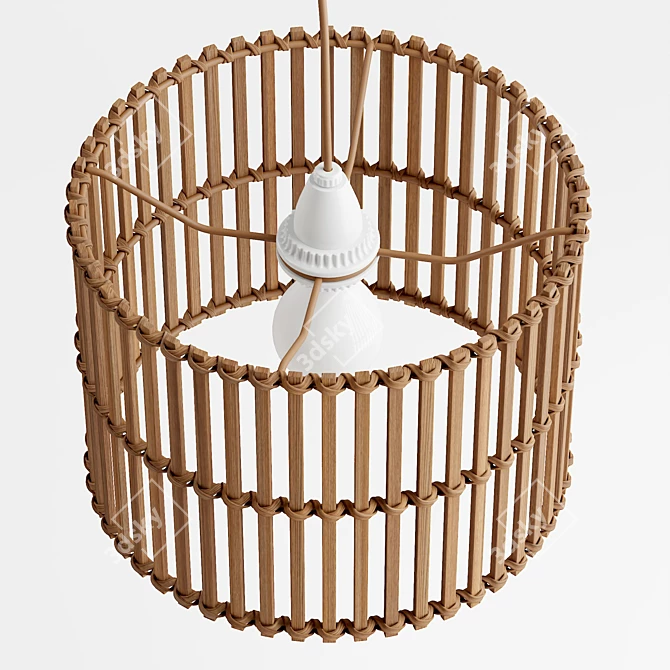 Boho Rattan Drum Lamp Shade 3D model image 2