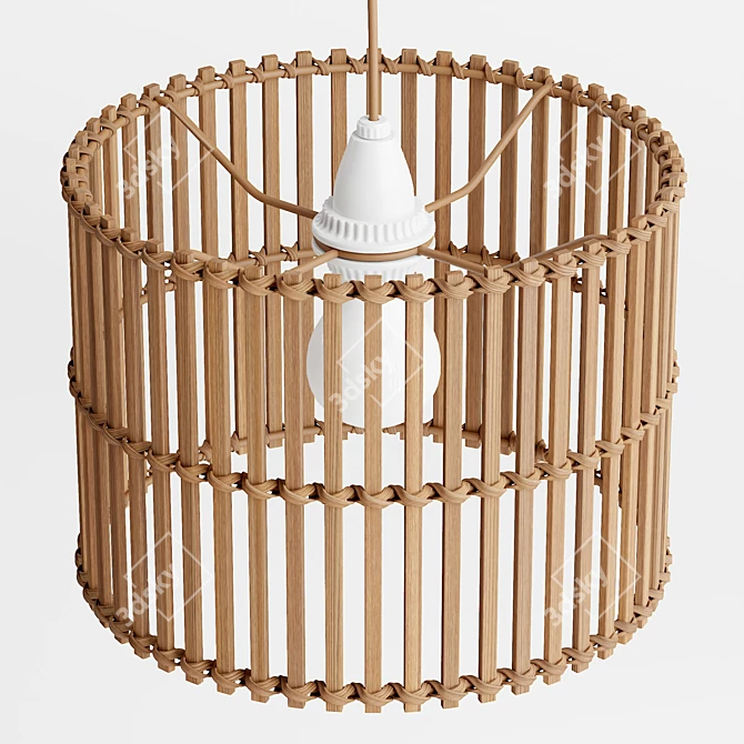 Boho Rattan Drum Lamp Shade 3D model image 3