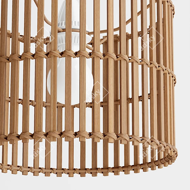 Boho Rattan Drum Lamp Shade 3D model image 5