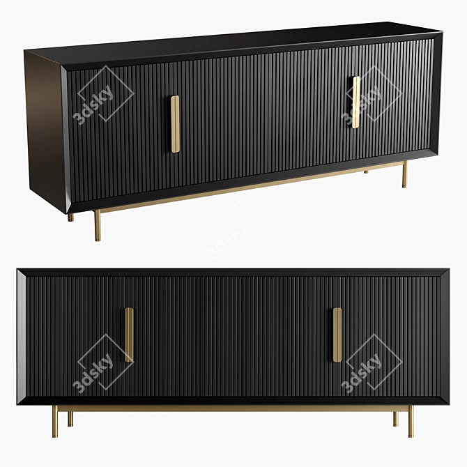 Elegant Oak Chest of Drawers 3D model image 1