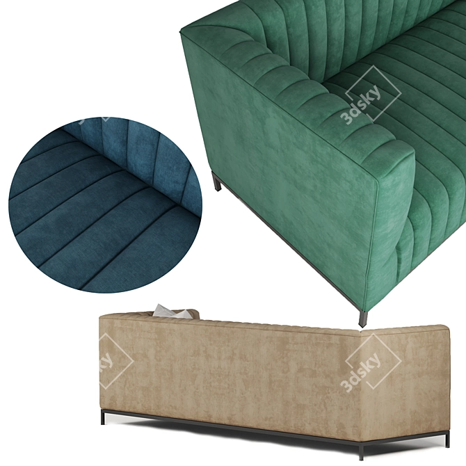 Luxurious Velvet Sofa - Vintage-Inspired Design 3D model image 8