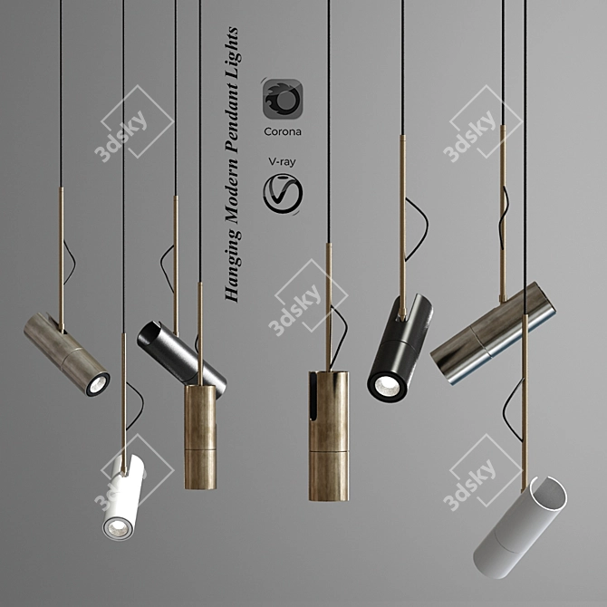 Sleek Hanging Pendant Lights 3D model image 4