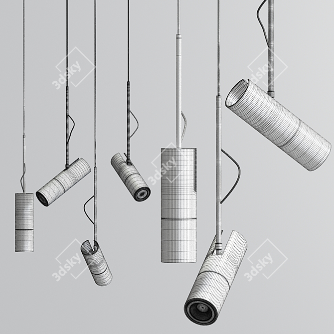 Sleek Hanging Pendant Lights 3D model image 5