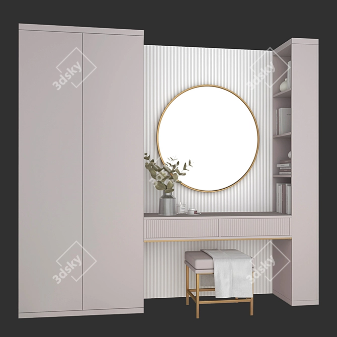 Elegant Vanity Set with Mirror 3D model image 1