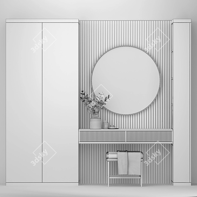 Elegant Vanity Set with Mirror 3D model image 4