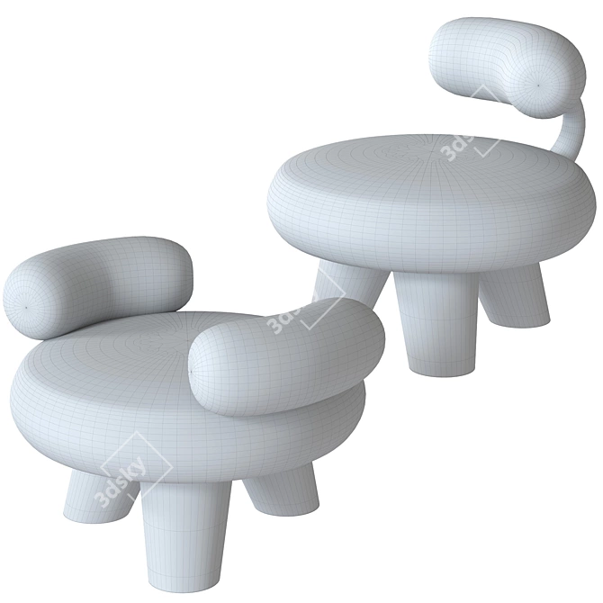 Elegant Tomyris Chair & Athena Ottoman 3D model image 5