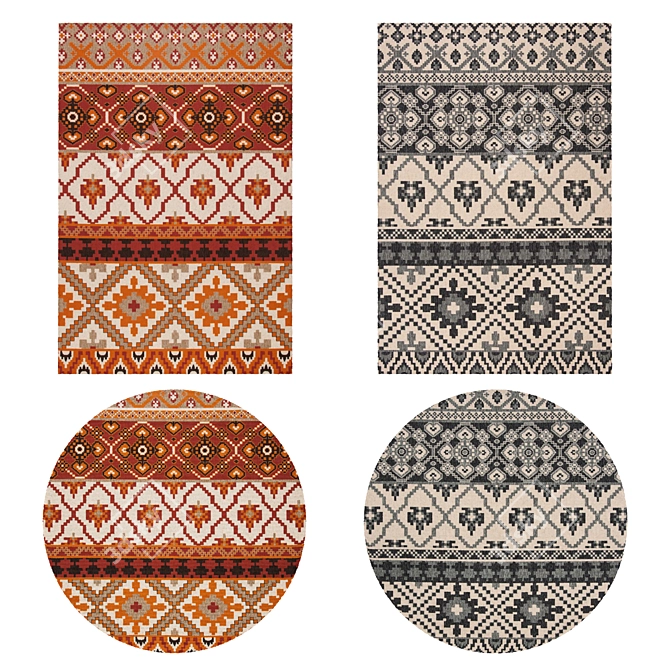 Versatile Set of 8 Rugs 3D model image 1