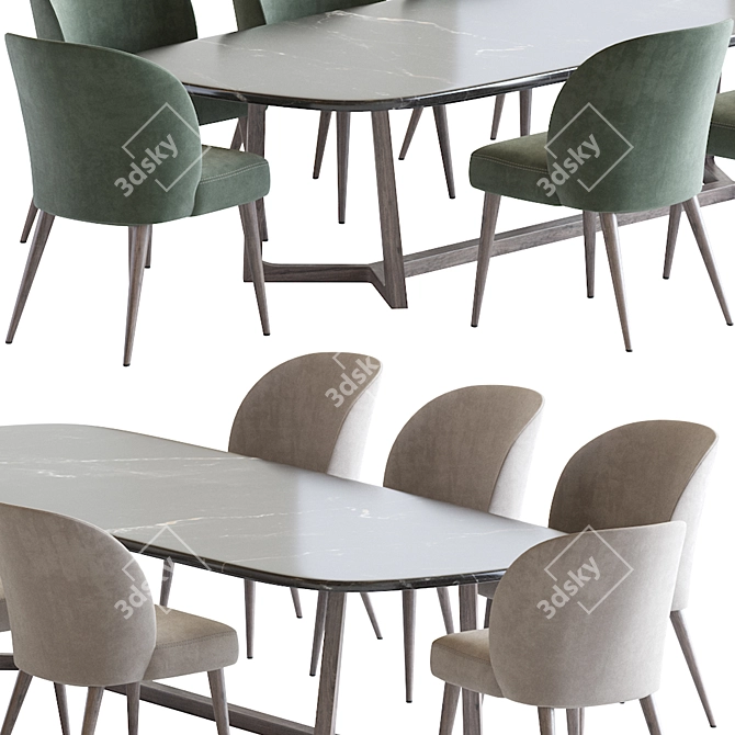 Modern Rose Chair and Concorde Table Set 3D model image 3