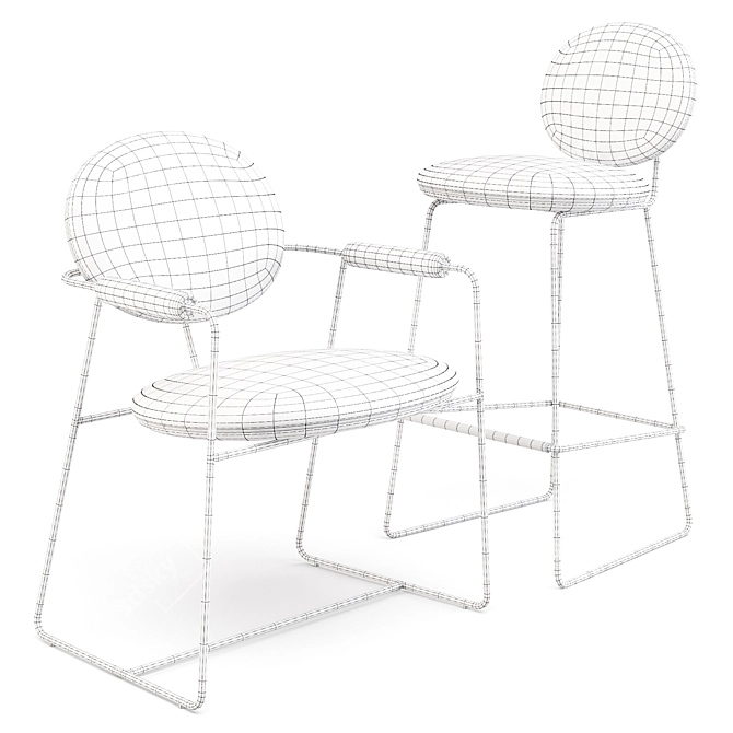 Baxter Gemma: Modern Metal Dining Chair & Bar Stool 3D model image 4