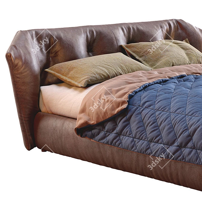 Luxury New York Leather Bed 3D model image 2