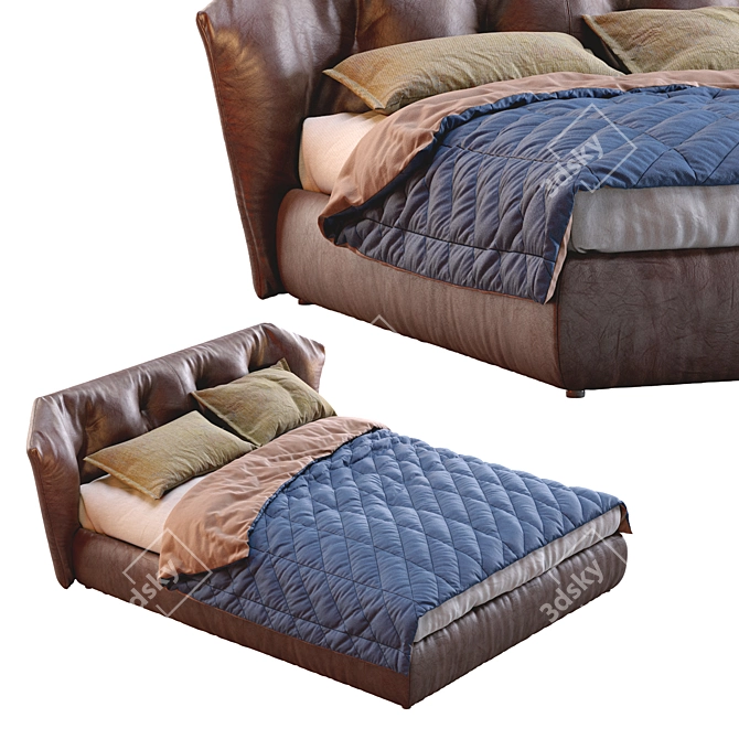 Luxury New York Leather Bed 3D model image 7