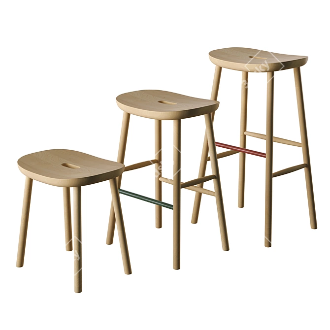 Modern Stool Trio: O1, O2, O3 3D model image 3