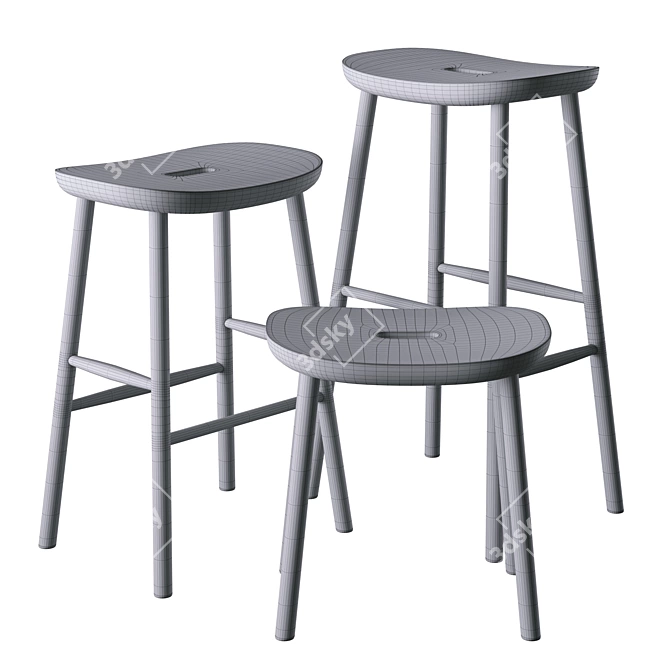 Modern Stool Trio: O1, O2, O3 3D model image 1