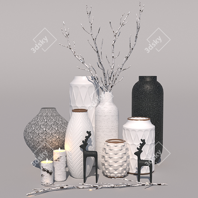 Elegant Home Decor Set 3D model image 1