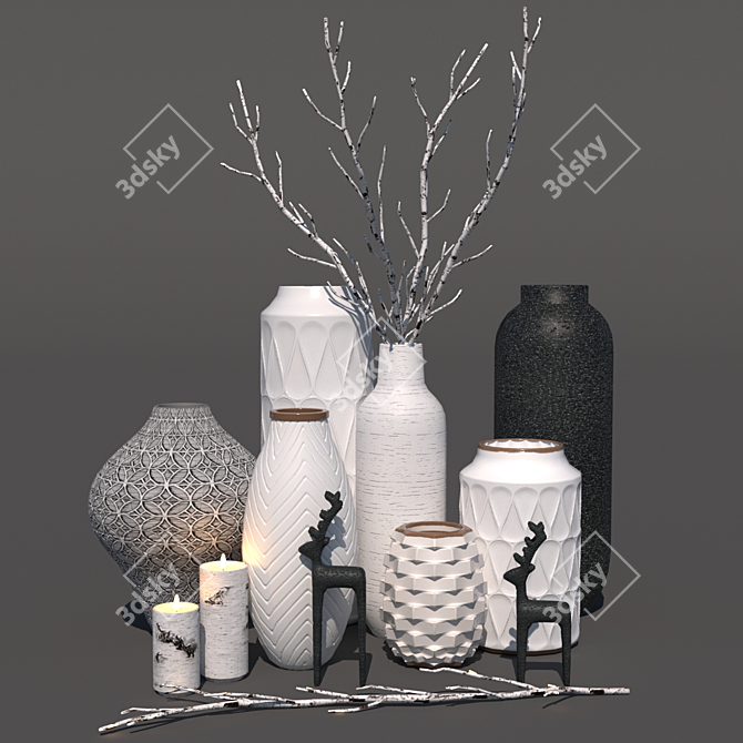 Elegant Home Decor Set 3D model image 2