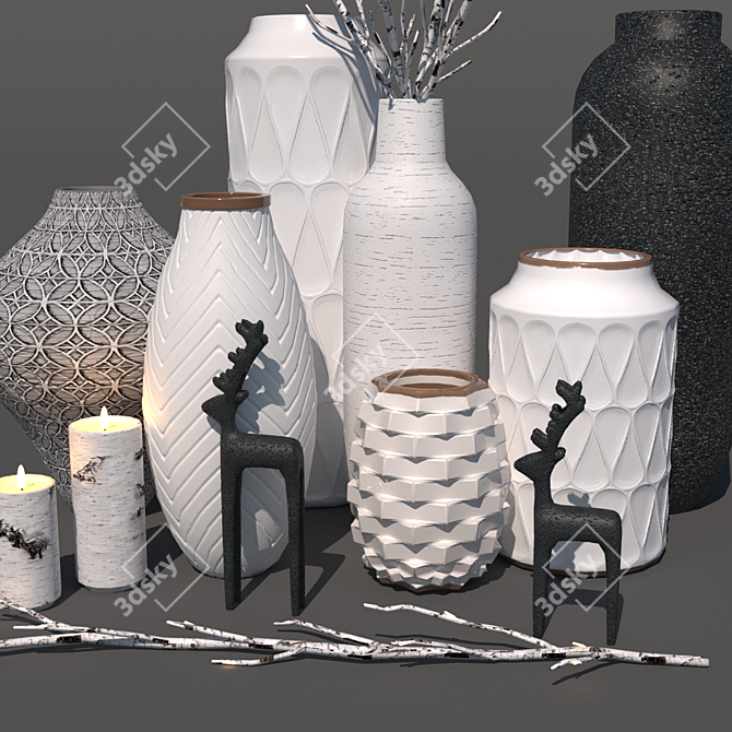 Elegant Home Decor Set 3D model image 3