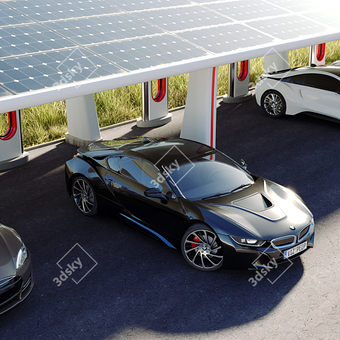 Title: Solar-Powered Tesla Charger 3D model image 2
