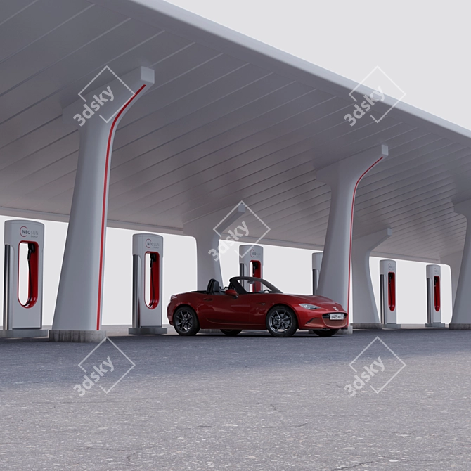 Title: Solar-Powered Tesla Charger 3D model image 4