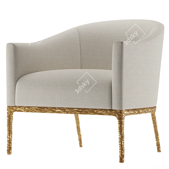 Thaddeus Barrelback Armchair: Sleek and Stylish 3D model image 1