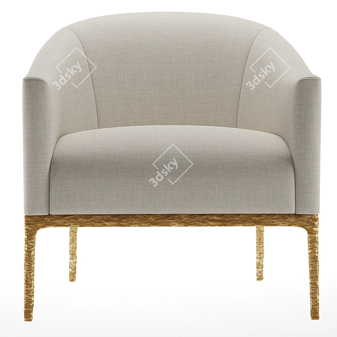 Thaddeus Barrelback Armchair: Sleek and Stylish 3D model image 2