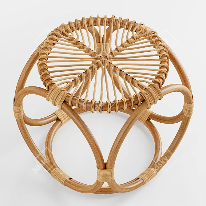 Caroline Rattan Stool: Geometric Woven Seat 3D model image 4