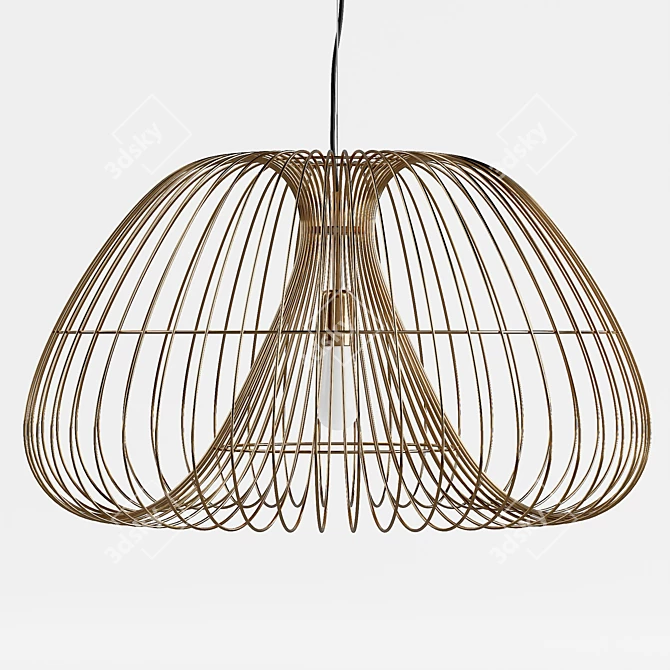 Brass Wire Cosmos Pendant Light 3D model image 1