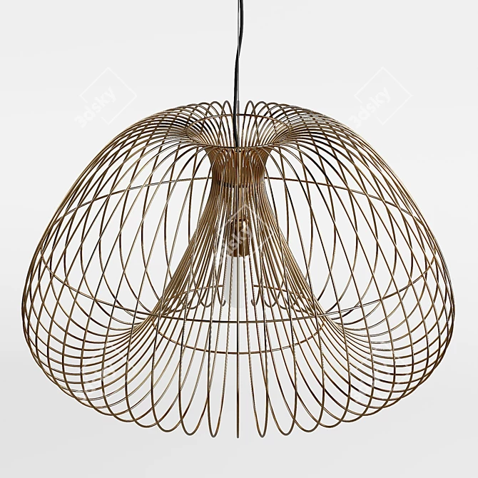 Brass Wire Cosmos Pendant Light 3D model image 2