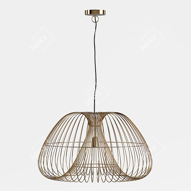 Brass Wire Cosmos Pendant Light 3D model image 3