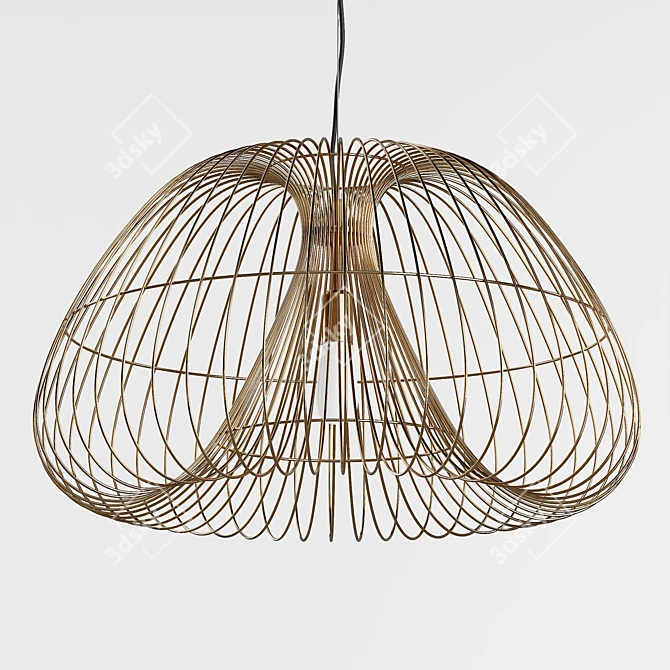 Brass Wire Cosmos Pendant Light 3D model image 5