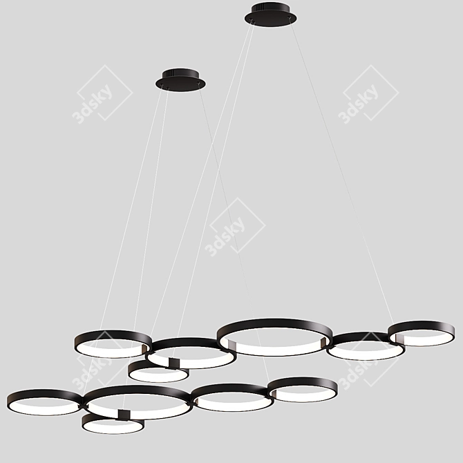 Modern Multi-Ring Pendant Lights - Stylish Lighting Solution 3D model image 1