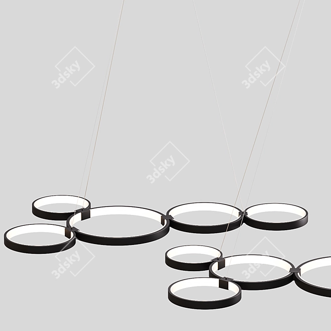 Modern Multi-Ring Pendant Lights - Stylish Lighting Solution 3D model image 2