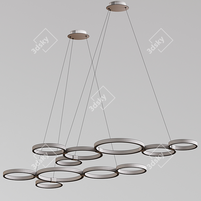 Modern Multi-Ring Pendant Lights - Stylish Lighting Solution 3D model image 5