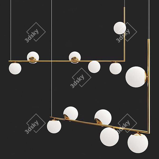 Elegant Crystal Pendant Chandelier 3D model image 1