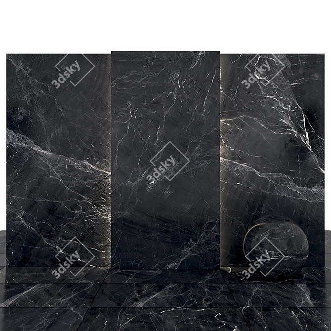 Sleek Black Marble Slabs 3D model image 2