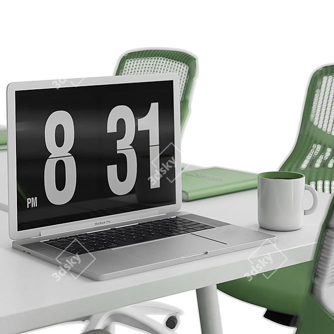 Sleek Green Conference Table 3D model image 2