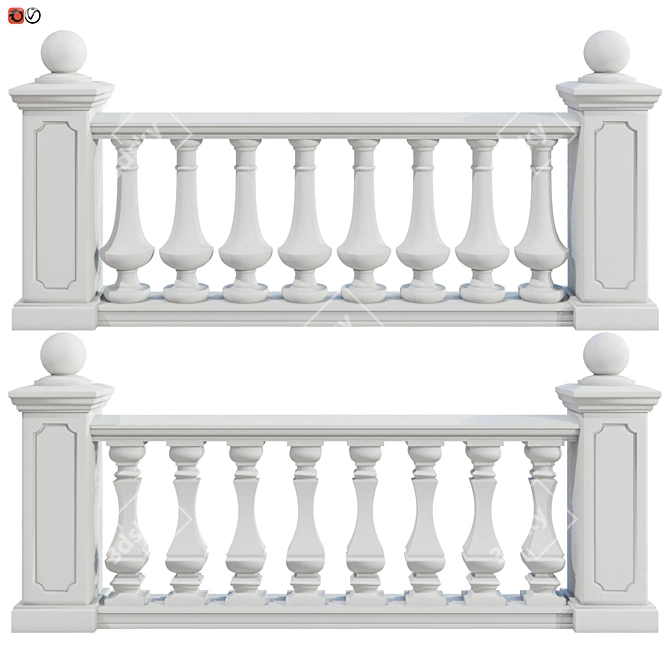 Elegant Classic Balustrade Set 3D model image 1