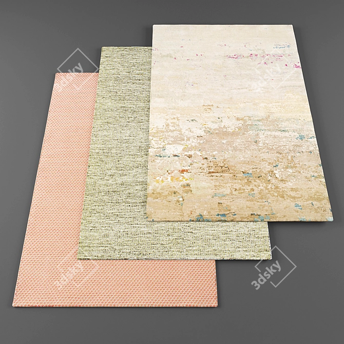 High-Res Rug Set: 5 Textured Pieces 3D model image 1