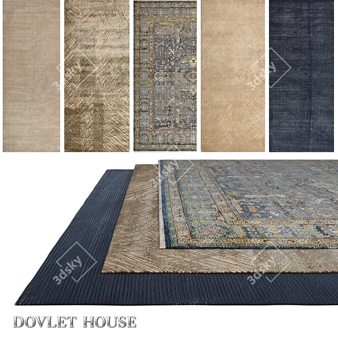 Title: DOVLET HOUSE 5-Piece Carpets (Part 693) 3D model image 1