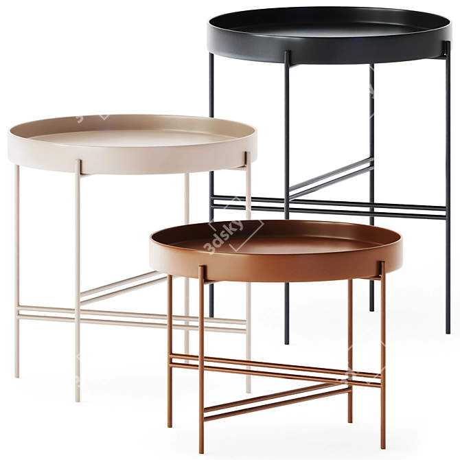 Elegant Metal Coffee Table Tray 3D model image 1
