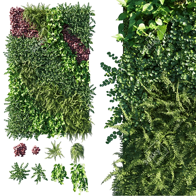 Green Wall Vertical Garden: Freshen Up Your Space 3D model image 1