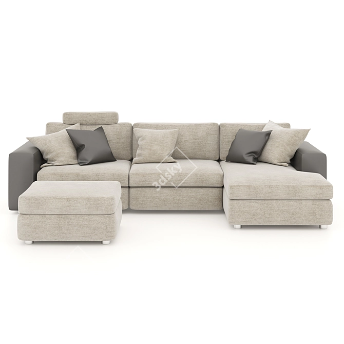 Modern L-Shaped Sofa Set 3D model image 2